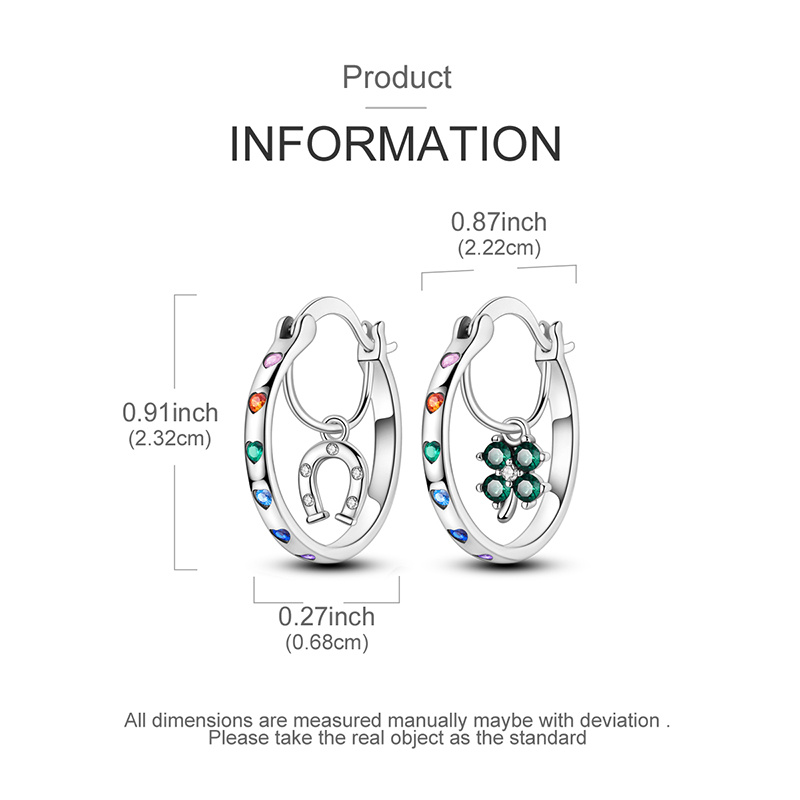 MULA Four-Leaf Clover Horseshoe Earrings, S925 Silver